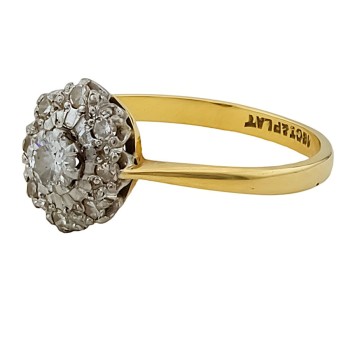 18ct Gold & Platinum Diamond Cluster Ring Size P